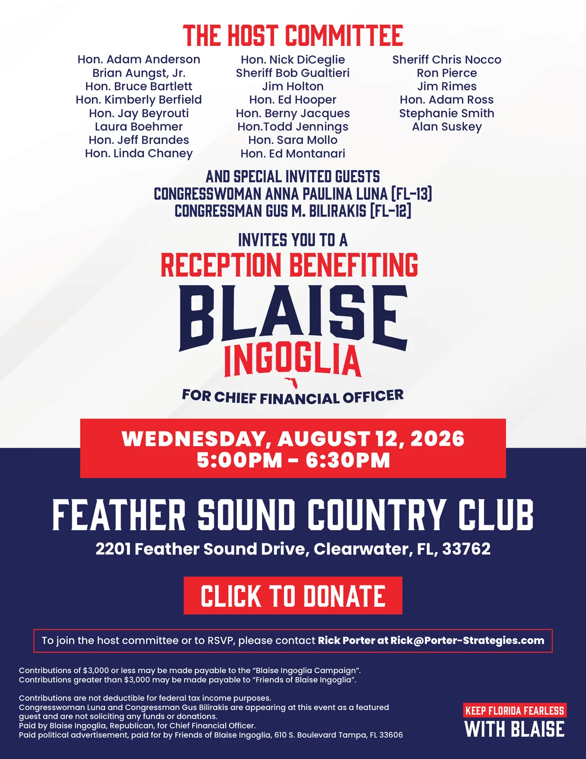 Blaise Ingoglia for CFO Pinellas Fundraiser invitation