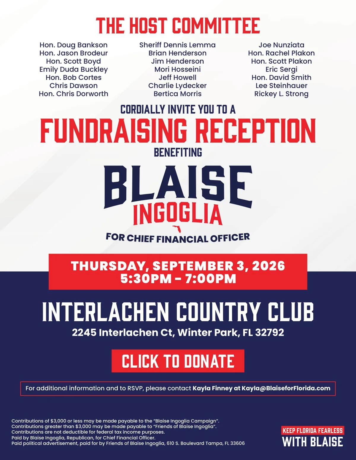 Blaise Ingoglia for CFO Central Florida Reception invitation