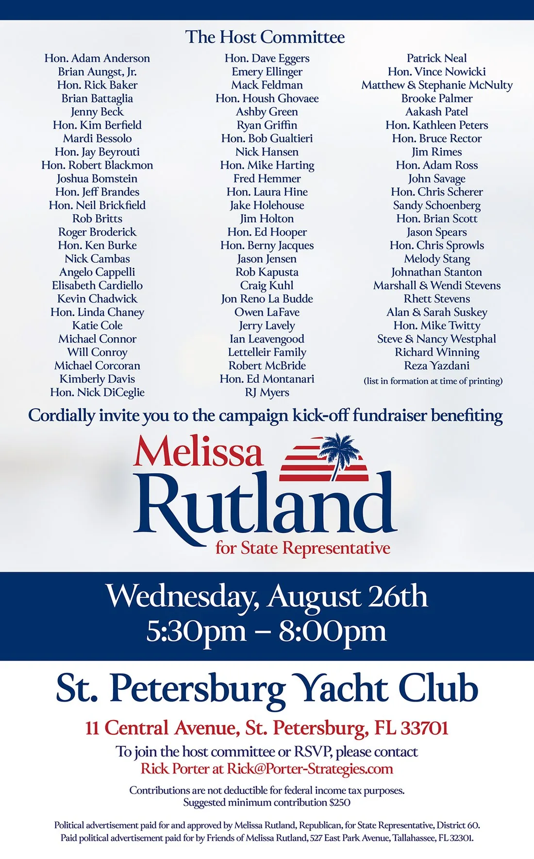 Melissa Rutland Campaign Kick Off Fundraiser invitation