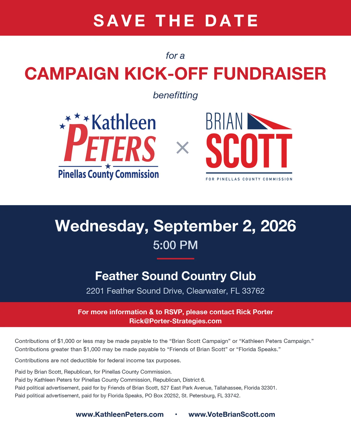 Kathleen Peters and Brian Scott Campaign Kickoff invitation